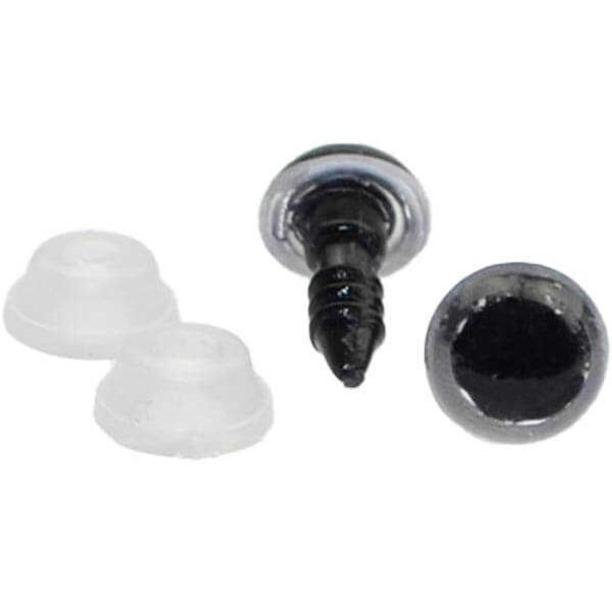 Sikkerhetsøyne transparent svart 8 mm
